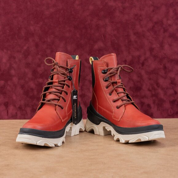 Sorel Women Brex Lace-up Warp Red Waterproof Winter Ankle Boots sz 7 - Picture 3 of 6